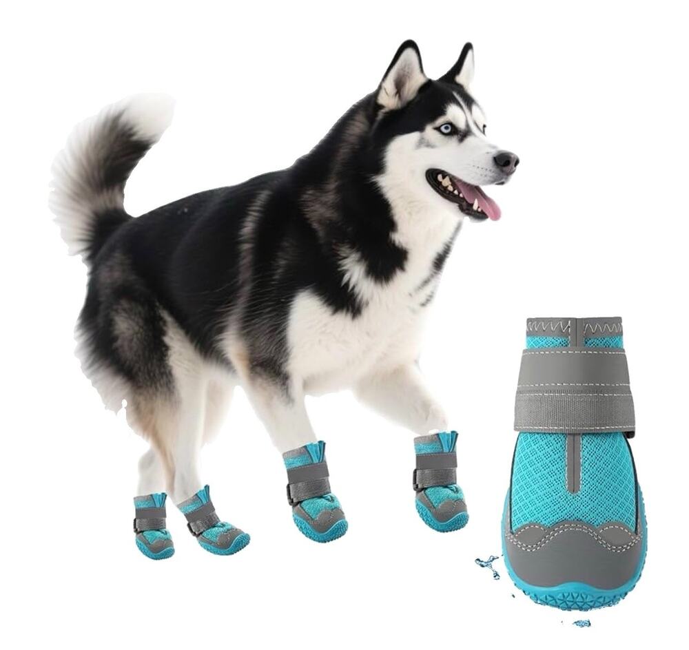 Furrtripsy Dog Boots Size 2 Blue Waterproof Non Slip 4pc